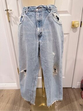 Levi's Light Blue Distressed Relaxed Jeans Orange Tab